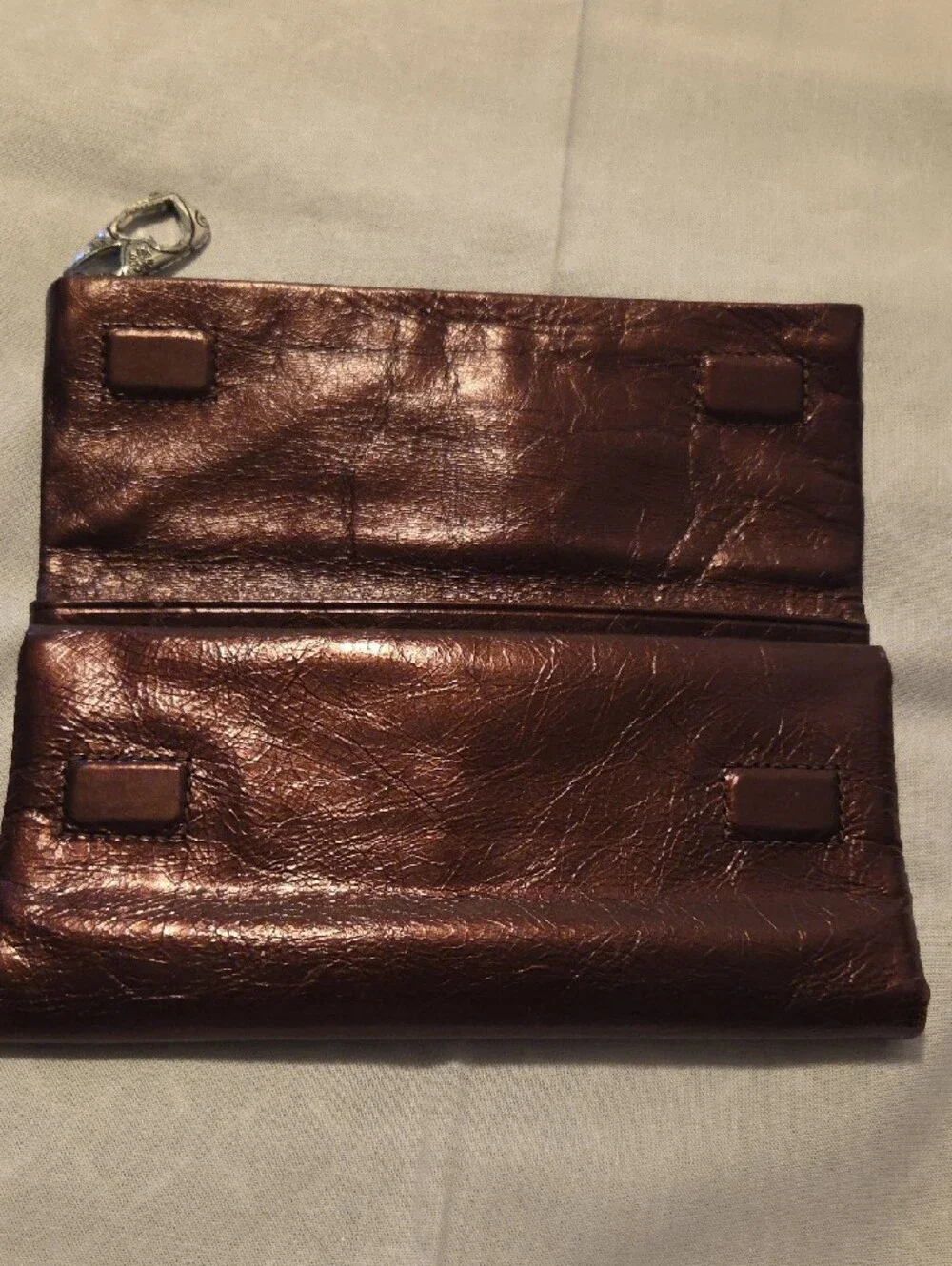 Unique Brighton Burgundy Foldover Metallic Wallet with Heart Charm